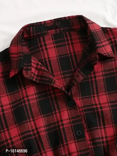 Maroon Checked Shirt Women's-thumb3