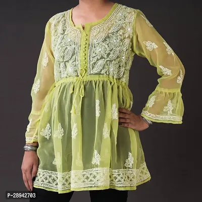 Stylish Yellow Cotton Chikankari Top For Women-thumb0