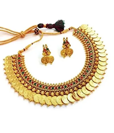 Gold Plated Choker Necklace With Earrings Set