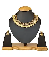 Gold Plated Choker Necklace With Earrings Set-thumb1