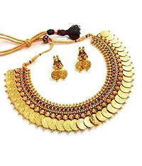 Gold Plated Choker Necklace With Earrings Set-thumb2