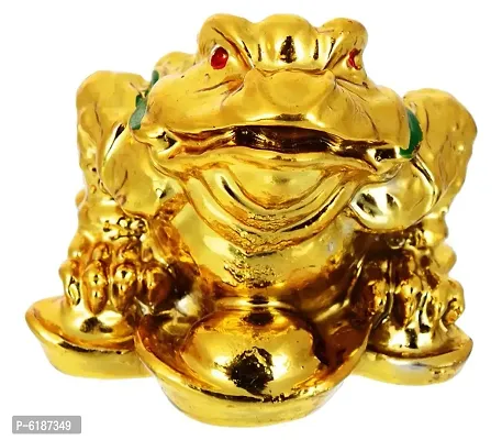 Golden Vastu FengShui A BIG Frog Figurine For Prosperity (10 cm x 11 cm x 9 cm, Golden)