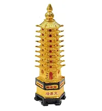 FengShui 9 Level Pagoda Education Tower for Education and Career(6 x 6 x 20 cm,Golden)-thumb1