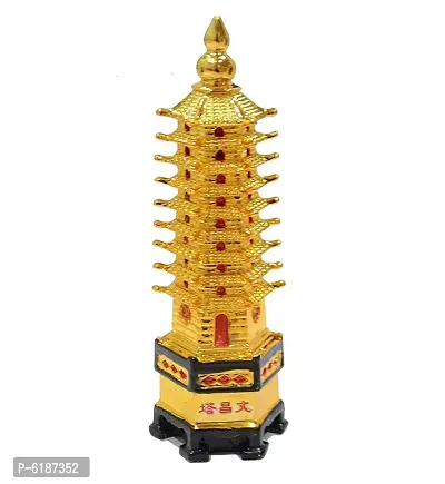 FengShui 9 Level Pagoda Education Tower for Education and Career(6 x 6 x 20 cm,Golden)