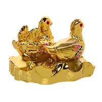 FengShui Mandarin Ducks Statue For LOVE LUCK ( 9 x 6 x 7 cm) Golden-thumb2