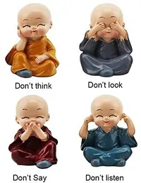 FengShui Spreading Smiles 4 Monks Buddha Figurines (Set Of 4 in Multicolour )-thumb1