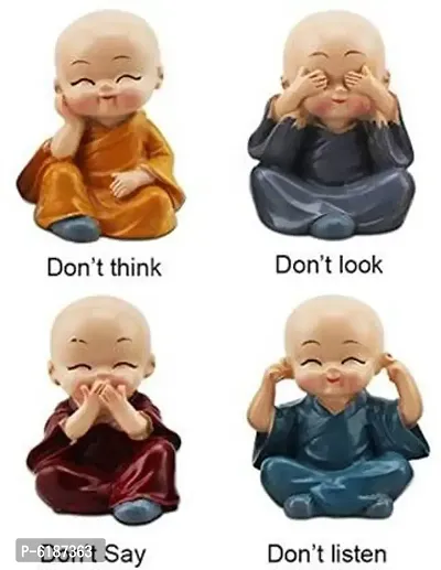 FengShui Spreading Smiles 4 Monks Buddha Figurines (Set Of 4 in Multicolour )-thumb2