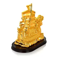 FengShui Golden Lucky Dragon Ship Sailing Boat Statue Home Office Deacute;cor (17X 10 X 20 cm)-thumb3