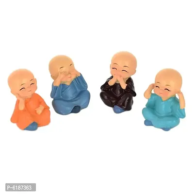 FengShui Spreading Smiles 4 Monks Buddha Figurines (Set Of 4 in Multicolour )