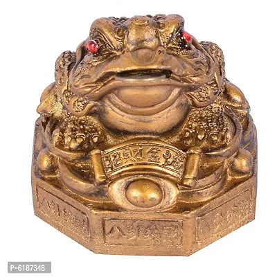 Golden Vastu FengShui Frog -C Figurine For Prosperity (8 cm x 8 cm x 9 cm, Golden)