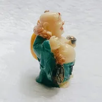 Polyresin Laughing Buddha Idol Statue For Happiness, Wealth and Good luck Decor (6 x 5 x 9 cm) Blue-thumb1