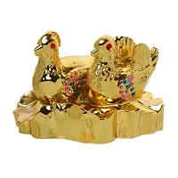 FengShui Mandarin Ducks Statue For LOVE LUCK ( 9 x 6 x 7 cm) Golden-thumb1