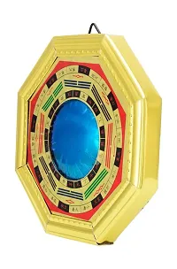 FengShui Multicolour Bagua Mirror-B For Positive Energy For wall / door decor protection (10 x 10 x 15,Blue+ Golden)-thumb1