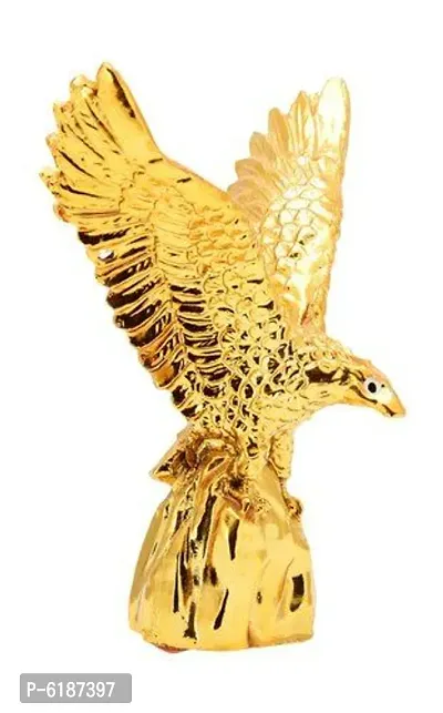 FengShui Polyresin Flying Golden Eagle Symbolizes Success/Showpiece (9 x 3 x 10 cm,Golden)-thumb3