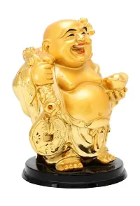 FengShui Standing Golden Laughing Buddha for Wealth and Good luck (65 x 65 x 10 cm, Golden)-thumb1