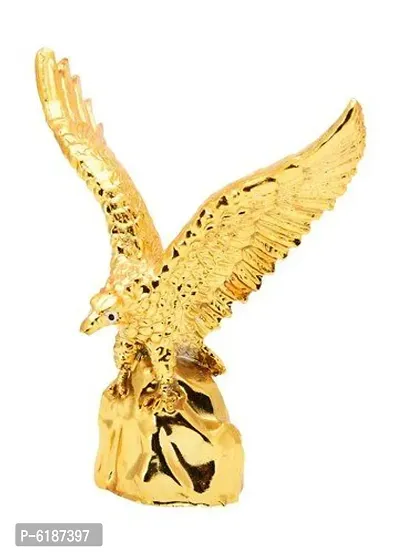FengShui Polyresin Flying Golden Eagle Symbolizes Success/Showpiece (9 x 3 x 10 cm,Golden)-thumb2
