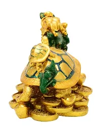 FengShui Polyresin Golden Money Dragon With Baby Turtle for Good Luck and Prosperity Showpiece (10 x 6 x 7 cm, Golden)-thumb2