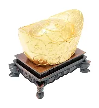 FengShui Golden Money Boat with stand For Fortune Luck and Wealth(6 x 35 x 5 cm,Golden)-thumb1