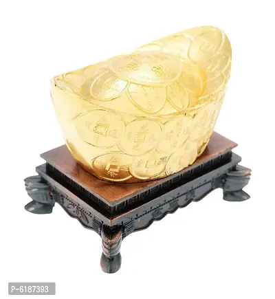 FengShui Golden Money Boat with stand For Fortune Luck and Wealth(6 x 35 x 5 cm,Golden)-thumb2