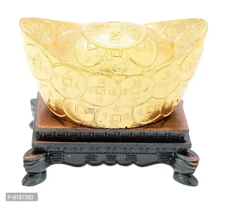 FengShui Golden Money Boat with stand For Fortune Luck and Wealth(6 x 35 x 5 cm,Golden)-thumb0