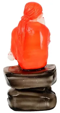 Polyresin Lord Sai Baba Idol For Showpiece Home-Office-Car (4 cm x 4 cm x 9 cm) Orange.-thumb2