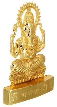 Golden Plated Lord Ganesh Idol Showpiece Statue for Temple and Home Deacute;cor (7 x 2 x 10 CM) Zinc-thumb1