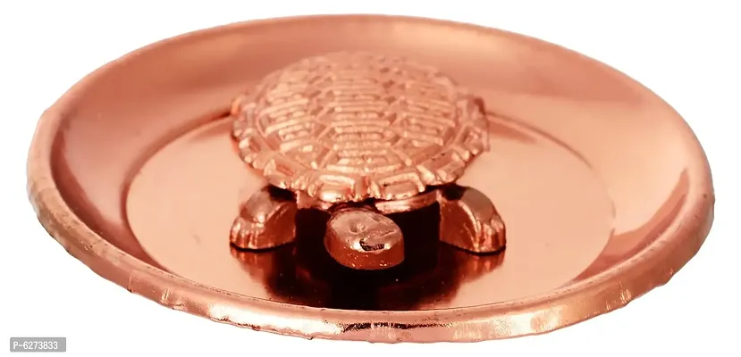Copper Plated Wish Fulfilling Tortoise Figurine With Plate For Good Luck- Pack Of 2