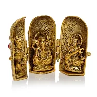 Metal Idol Laxmi-Ganesh-Sarswati Idol with Golden Beautiful Box (7 x 7 x 14 cm)-thumb2