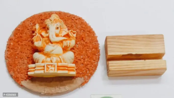 Wooden Orange Ganesh Idol Statue-thumb2