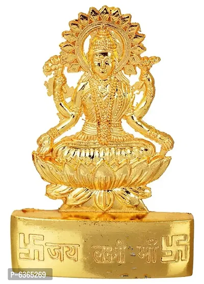 Golden Plated Goddess Laxmi Idol Showpiece Statue for Temple and Home Deacute;cor-thumb0