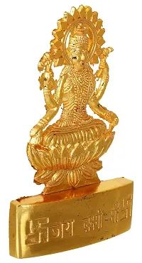 Golden Plated Goddess Laxmi Idol Showpiece Statue for Temple and Home Deacute;cor-thumb1