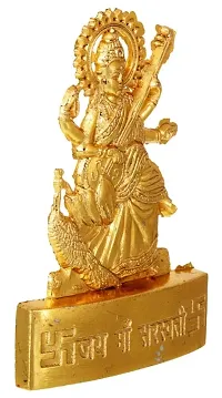 Designer Plated Goddess Saraswati Idol Showpiece Statue for Temple and Home decor-thumb1
