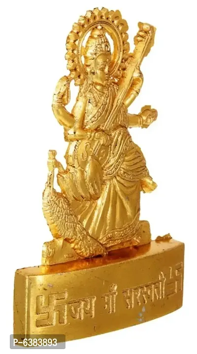 Designer Plated Goddess Saraswati Idol Showpiece Statue for Temple and Home decor-thumb2