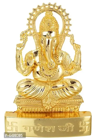 Golden Plated Lord Ganesh Idol Showpiece Statue For Temple-thumb0
