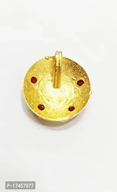 Metal Sun Face Charm Pendant with Ruby Colour Stone Pendent Locket for Unisex Pack of 3 Pcs (2 x 2 x 0.5 Cm) Golden.-thumb2