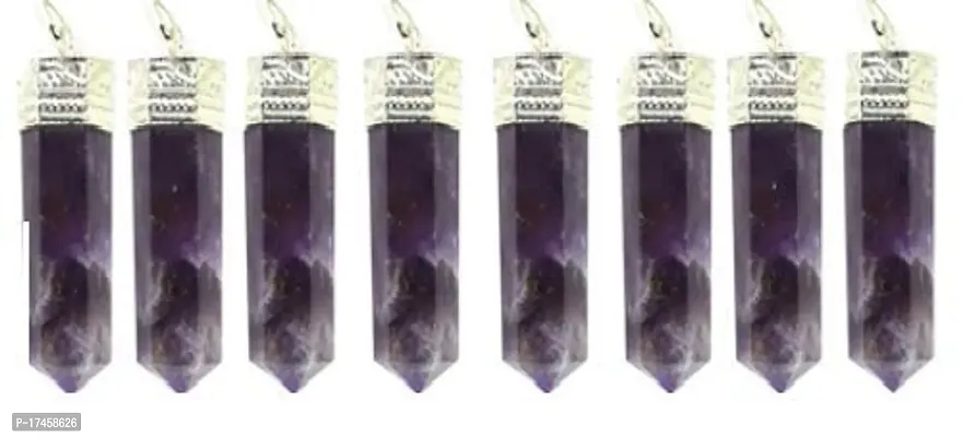 Natural Healing Stone for Reiki Amethyst Stone Pencil Pendant for Unisex for a Peaceful (3 x 0.5 x 1 Cm) Blue.-thumb0