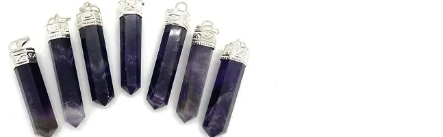 Natural Healing Stone for Reiki Amethyst Stone Pencil Pendant for Unisex for a Peaceful (3 x 0.5 x 1 Cm) Blue.-thumb2