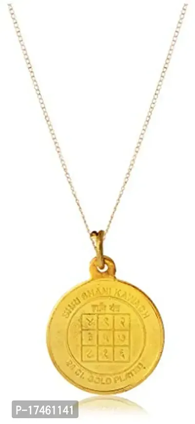 Shani Kawach Gold Plated Brass Pendant for Men and Women-thumb2