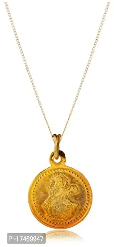 Golden Plated Brass Saraswati Yantra Pendant for Unisex In Round shape (2.5x2.5x0.1 cm)Golden)