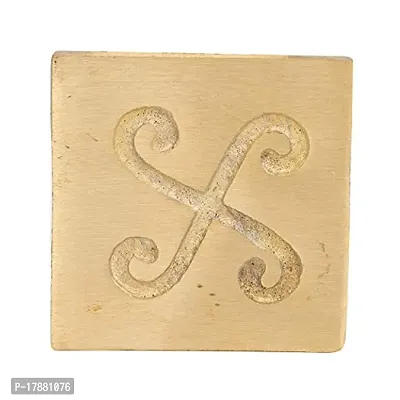 Engraves with Spiral Swastika On Pure Brass Plate As Vastu Remedies for Positive Energy Helix.(6 x 6 x 0.5 cm) Golden