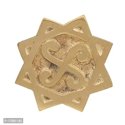 Engraves with Spiral Swastika On Pure Brass Octagon Shaped Plate As Vastu Remedies for Positive Energy Helix.(7.5 x 7.5 x 0.5 cm) Golden