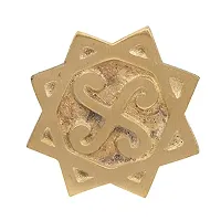 Engraves with Spiral Swastika On Pure Brass Octagon Shaped Plate As Vastu Remedies for Positive Energy Helix.(7.5 x 7.5 x 0.5 cm) Golden-thumb1