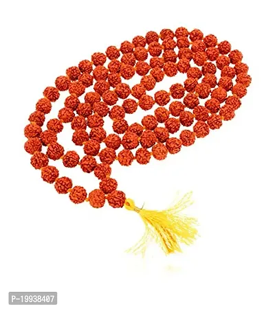 KESAR ZEMS Natural Five Face - Panch Mukhi Rudraksha Mala-Rudraksha 6 MM Beads Rosary for Jaap - for Gift as a Sign of Goodness(108+1)