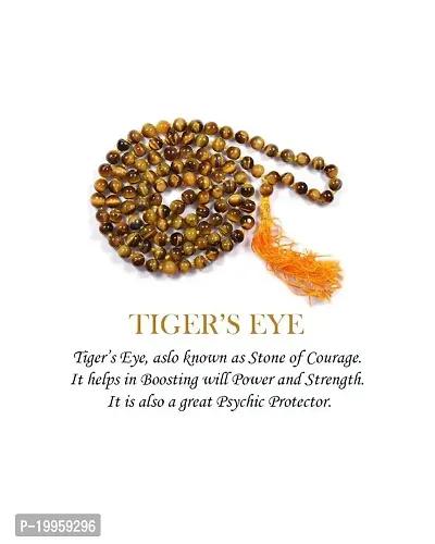 KESAR ZEMS Tiger Eye Stone Prayer Mala -8 MM 108+1 Beads Jaap Mala for Meditation (45 x 2 x 1 cm) Yellow.-thumb0