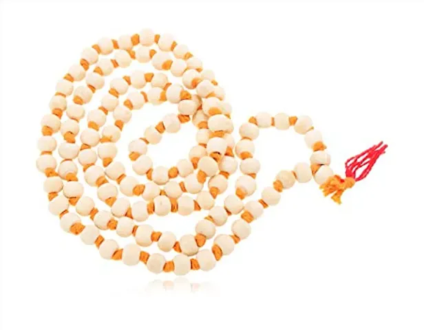 Rudraksham Creations Neem Beads Mala | Polished Jap Mala for Mantra Jaap | 108 Beads | Off - White