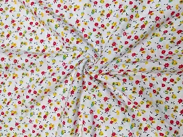 Designerbox Offwhite Floral Printed Cotton slab fabric Used For ,Tops, Blouses, Jackets, Crafting ,your clothes, Pillows, Drapery, Home D?cor, Outdoor ,sewing . (2.5 meter)-thumb2