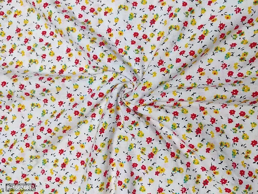 Designerbox Offwhite Floral Printed Cotton slab fabric Used For ,Tops, Blouses, Jackets, Crafting ,your clothes, Pillows, Drapery, Home D?cor, Outdoor ,sewing . (2.5 meter)-thumb3