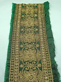 Designerbox Green Colour Lace with Golden kassab Threads Flower Design Embroidery Work Border for Bridal Dress, Gown, Dupatta, Sarees, Wedding Outfits (Pack of 7.5 Meter) Width : 9.5 cm-thumb1