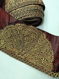 Designerbox Maroon Colour Lace with Golden kassab Threads Embroidery Work Border for Bridal Dress, Gown, Dupatta, Sarees, Wedding Outfits (Pack of 4.5 Meter) Size : 5.6 Inch-thumb1