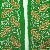 Designerbox Green lace with Light Golden kasab and Badla Embroidery Work Border for Bridal Dress, Gown, Dupatta, Sarees, Wedding Outfits (Pack of 1.9 Meter) Width : 3 Inch-thumb3